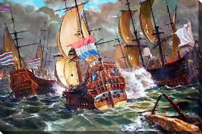 Картина маслом Корабли в море (Ships in the sea)