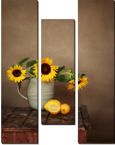 Модульная картина Подсолнухи и лимоны
