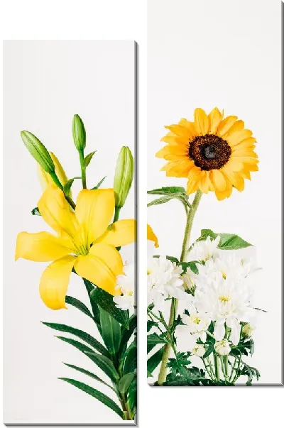 Модульная картина Подсолнух и лилия