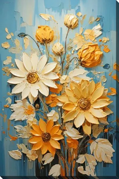 Картина маслом Подсолнухи в стиле мастихин №10
