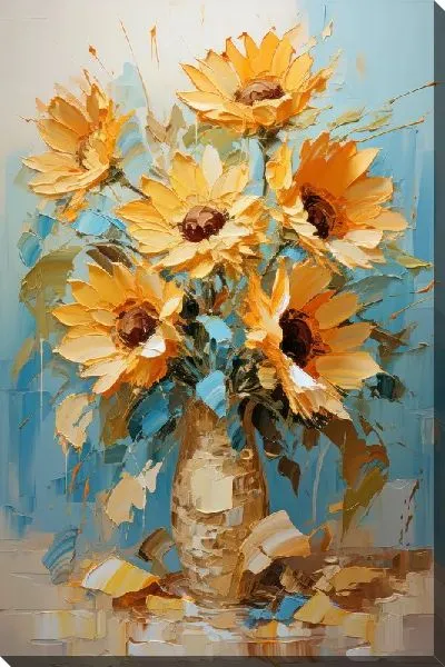 Картина маслом Букет подсолнухов в вазе №37