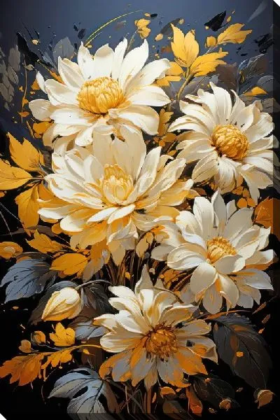 Картина маслом Ромашки в стиле мастихин