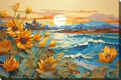 Подсолнухи и морские волны