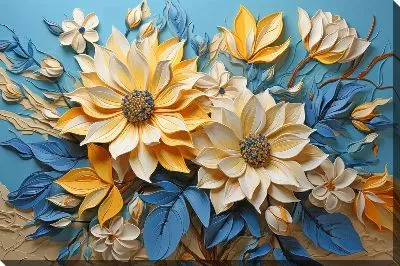 Картина маслом 3D цветы