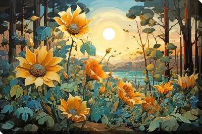 Картина маслом Подсолнухи в стиле мастихин №42