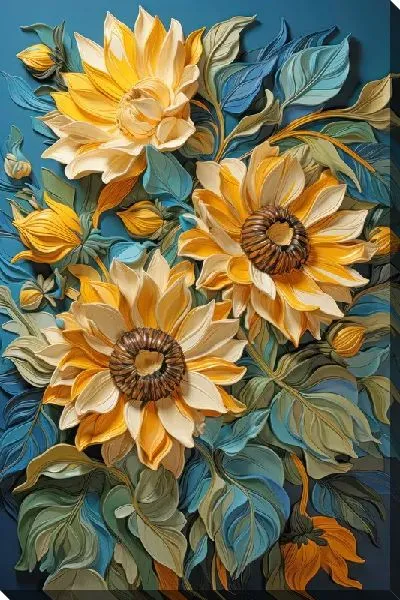 Картина маслом 3D подсолнухи №2