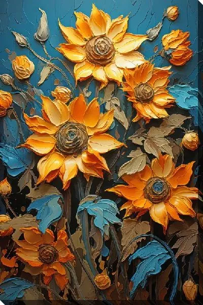 Картина маслом 3D подсолнухи №3