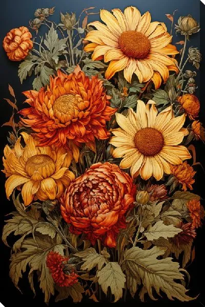 Картина маслом Подсолнухи в стиле винтаж №7