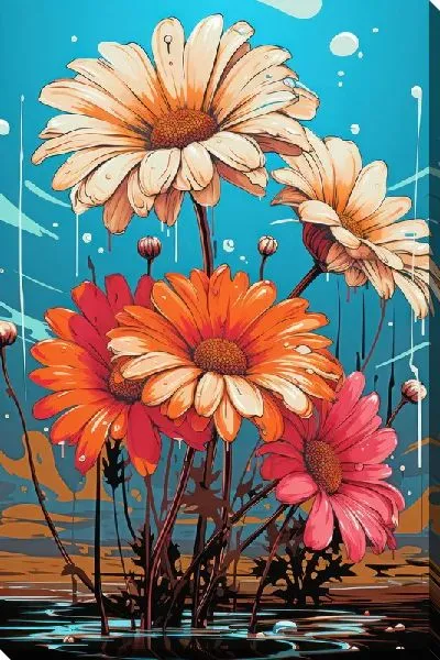 Картина маслом Ромашки №151