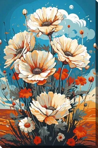 Картина маслом Ромашки №153