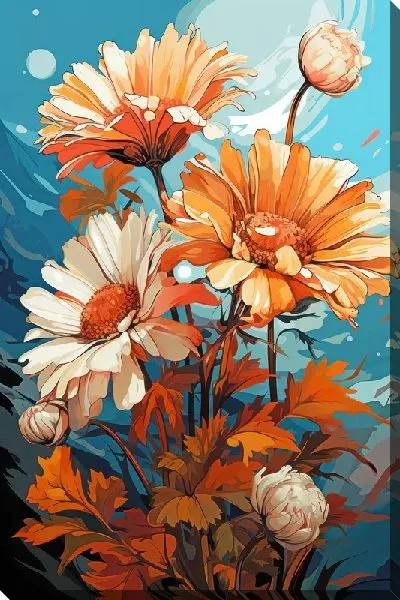 Картина маслом Ромашки №158