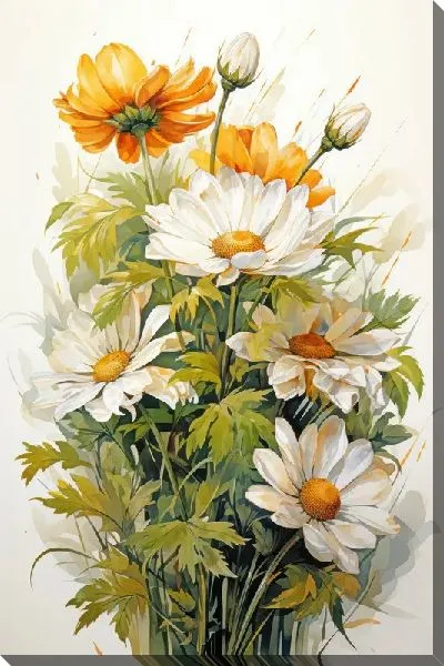 Картина маслом Ромашки №173