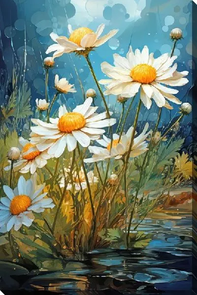 Картина маслом Ромашки №176