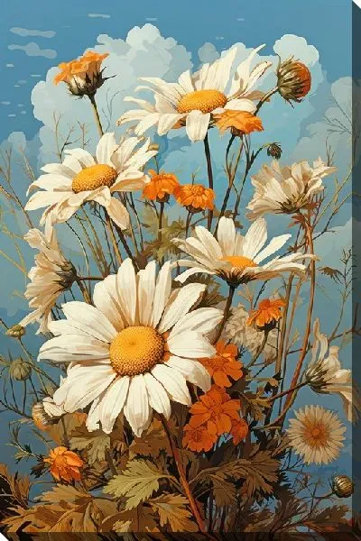 Картина маслом Ромашки №195