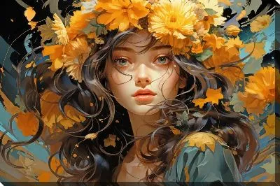 Картина маслом Девушка с подсолнухами №32