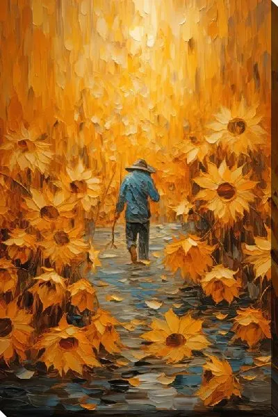 Картина маслом Прогулка вдоль подсолнухов