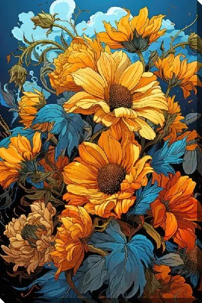 Картина маслом Подсолнухи №261