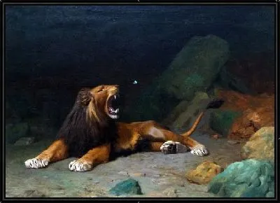 Картина Лев рычит на бабочку (Lion Snapping at a Butterfly)