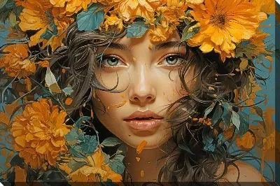 Девушка и желтые цветы