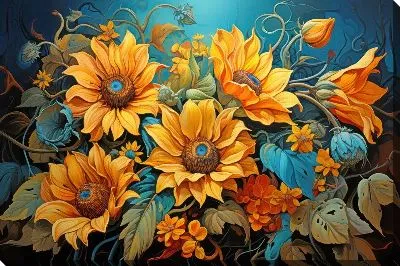 Картина маслом Подсолнухи №277