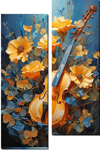 Модульная картина Скрипка и цветы