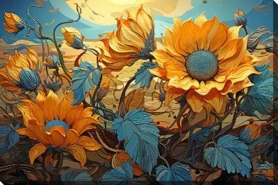 Картина маслом Подсолнухи №283