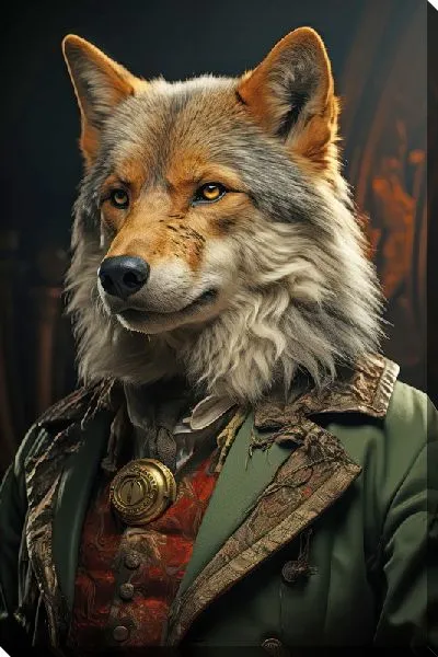Картина маслом Волк в одежде №1