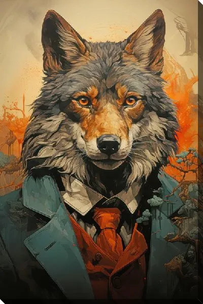 Картина маслом Волк в одежде №2