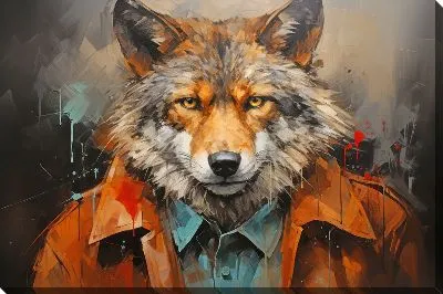 Картина маслом Волк в одежде №3