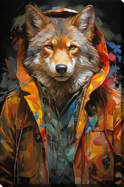 Картина маслом Волк в одежде №5