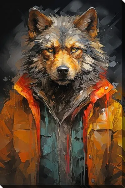 Картина маслом Волк в одежде №6