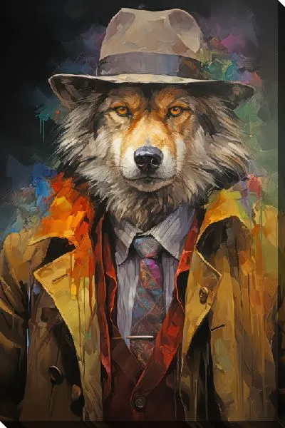 Картина маслом Волк в одежде №7