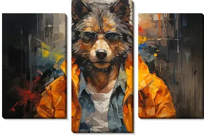 Модульная картина Волк в одежде №10