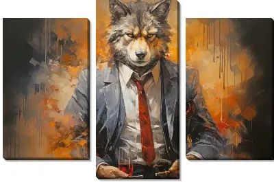 Модульная картина Волк в пиджаке