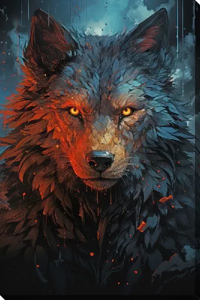 Картина маслом Грозный волк №2