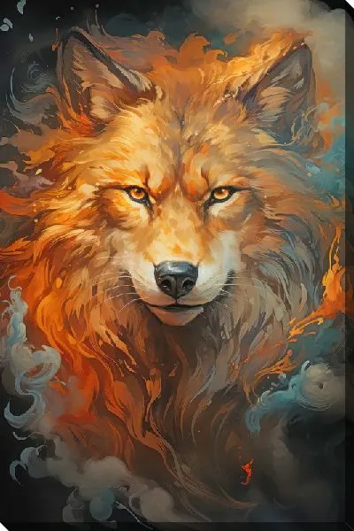 Картина маслом Рыжий волк