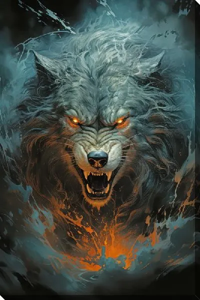 Картина маслом Свирепый волк №2