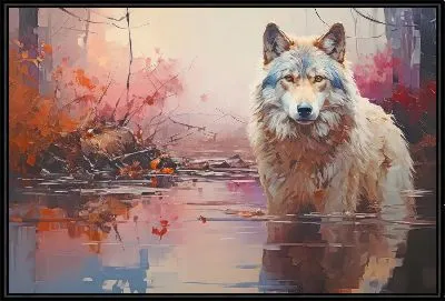 Картина Волк в воде