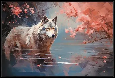 Картина Волк в воде №3