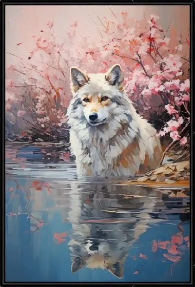 Картина Волк и сакура