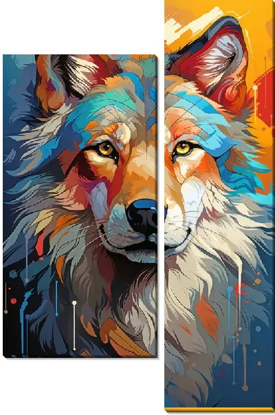 Модульная картина Волк в стиле поп-арт №2