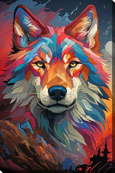 Картина маслом Поп арт волка №30