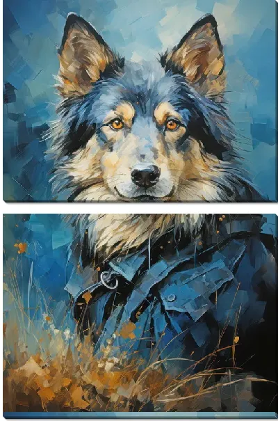 Модульная картина Собака в синем пиджаке