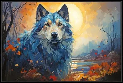 Волк на фоне луны №2