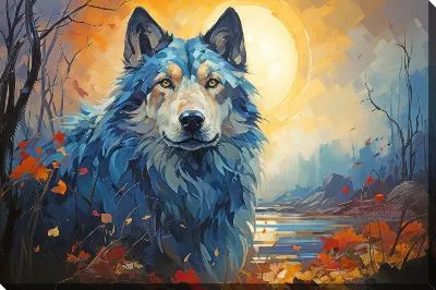 Волк на фоне луны №2