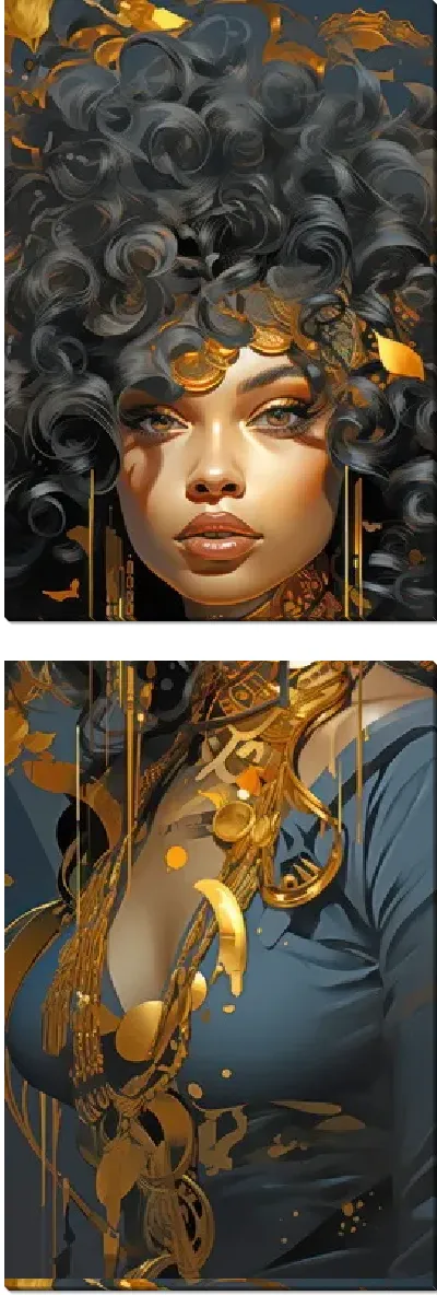 Модульная картина Африканка с золотом №10