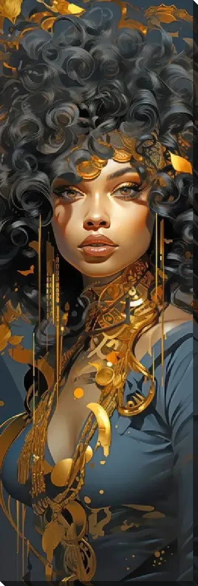 Картина маслом Африканка с золотом №10