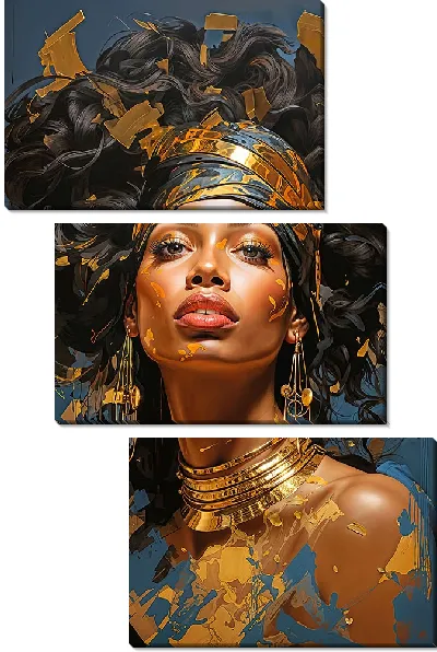 Модульная картина Африканка с золотом №11