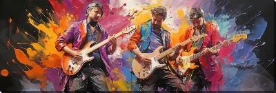 Картина маслом Три гитариста в стиле арт