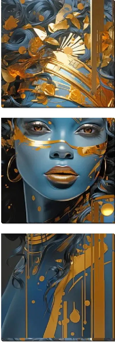 Модульная картина Африканка с золотом №13